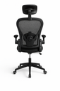 SILLA EJECUTIVA BASCULANTE CON BRAZOS ABATIBLES, ESPALDAR EN MALLA Y ASIENTO EN PAÑO - BASE NYLON ASUKA