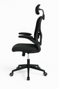 SILLA EJECUTIVA BASCULANTE CON BRAZOS ABATIBLES, ESPALDAR EN MALLA Y ASIENTO EN PAÑO - BASE NYLON ASUKA