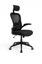 SILLA EJECUTIVA BASCULANTE CON BRAZOS ABATIBLES, ESPALDAR EN MALLA Y ASIENTO EN PAÑO - BASE NYLON ASUKA