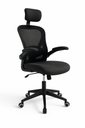 SILLA EJECUTIVA BASCULANTE CON BRAZOS ABATIBLES, ESPALDAR EN MALLA Y ASIENTO EN PAÑO - BASE NYLON ASUKA
