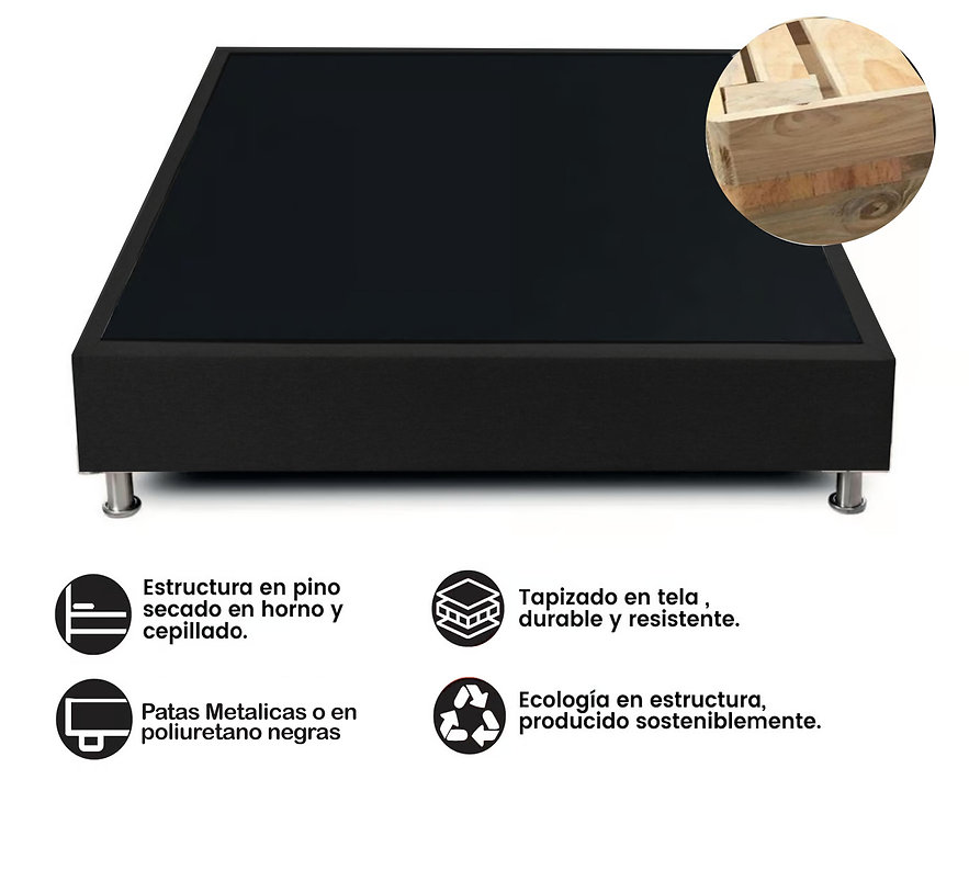 BASE CAMA DE 140 X 190 EN TELA DE 2 DIVISIONES MADERA
