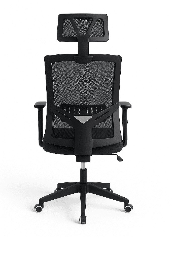 SILLA OFICINA BRAZOS GRADUABLES DE PAÑO CON CABECERO,BASE NYLON Y NEGRA MASAKI