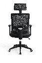 SILLA OFICINA BRAZOS GRADUABLES DE PAÑO CON CABECERO,BASE NYLON Y NEGRA MASAKI