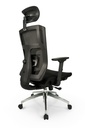 SILLA BUDAPEST BRAZOS 3D BASE ALUMINIO RECLINABLE PAÑO NEGRO CABECERO