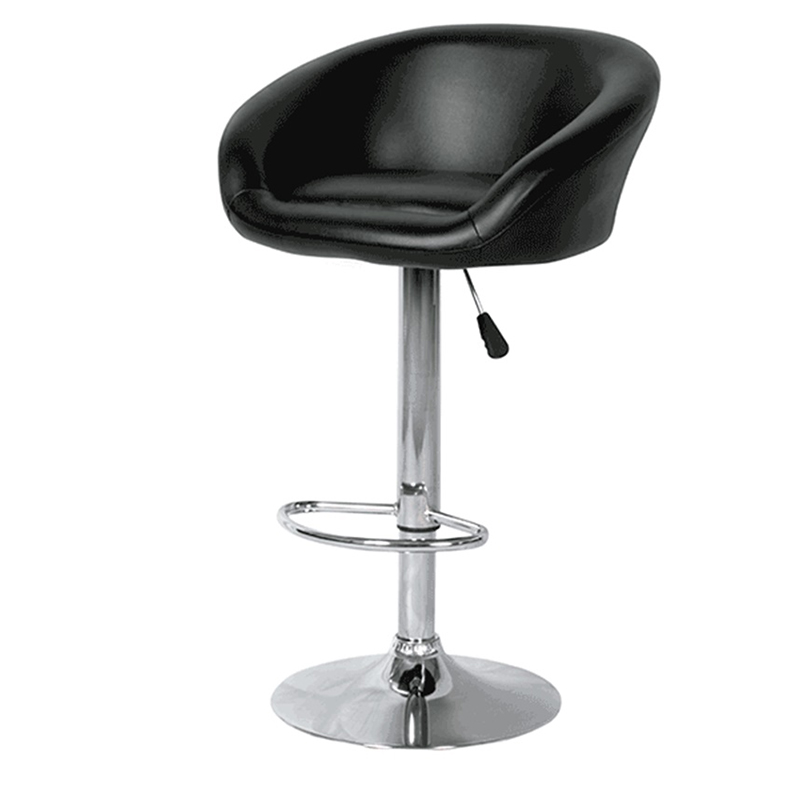 SILLA BAR BUTACO GIRATORIO / NEGRO INDIANA CUERO CON BASE CROMO