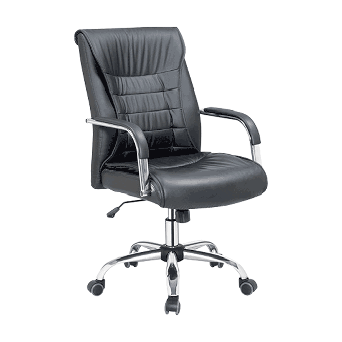SILLA OFICINA GERENCIAL CUERINA GIRATORIA ERGONOMICA NEGRA TOLEDO