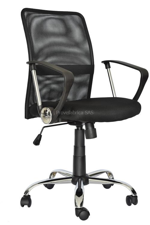 SILLA EJECUTIVA OFICINA BASE CROMADA CON BRAZOS DUBAI