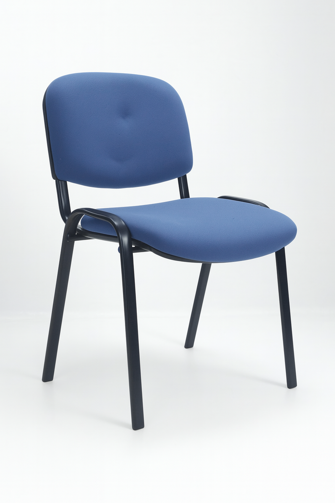 INTERLOCUTORA ISOCELES ESTRUCTURA NEGRA /ASIENTO Y ESPALDA TAPIZADO AZUL