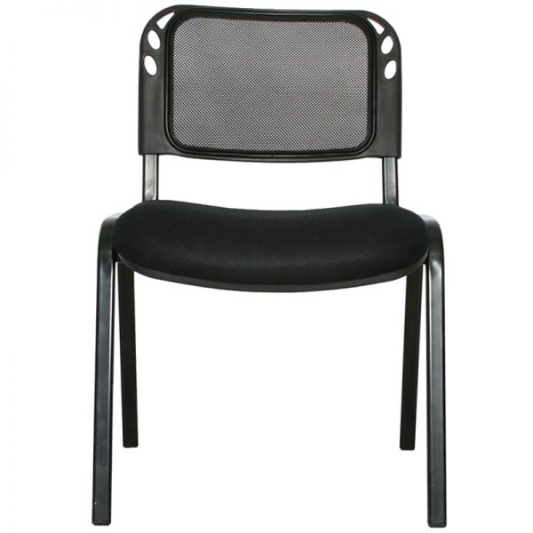 SILLA INTERLOCUTORA ISOCELES MALLA ECO / ESTRUCTURA NEGRA / TAPIZADO NEGRO