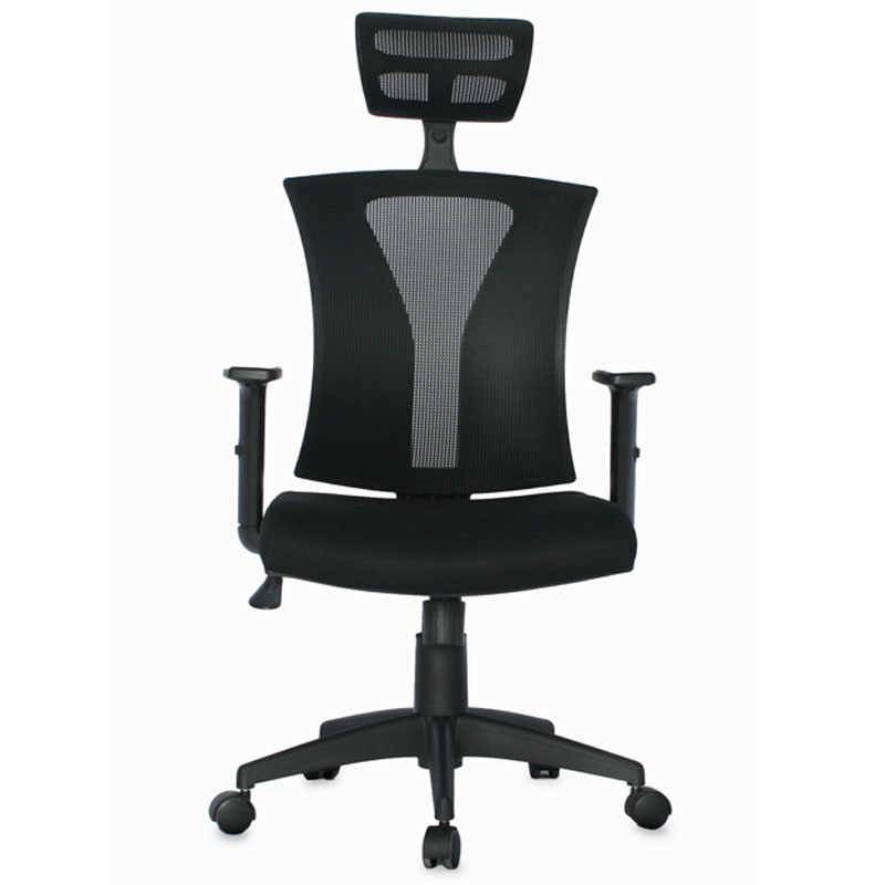 SILLA DE OFICINA PRAGA BRAZOS GRADUABLE / BASE NYLON / ASIENTO EN PAÑO NEGRO