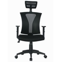 SILLA DE OFICINA PRAGA BRAZOS GRADUABLE / BASE NYLON / ASIENTO EN PAÑO NEGRO
