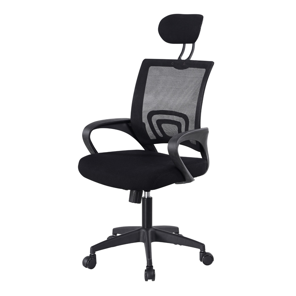 SILLA EJECUTIVA EN MALLA NEGRA CON CABECERO OFICINA