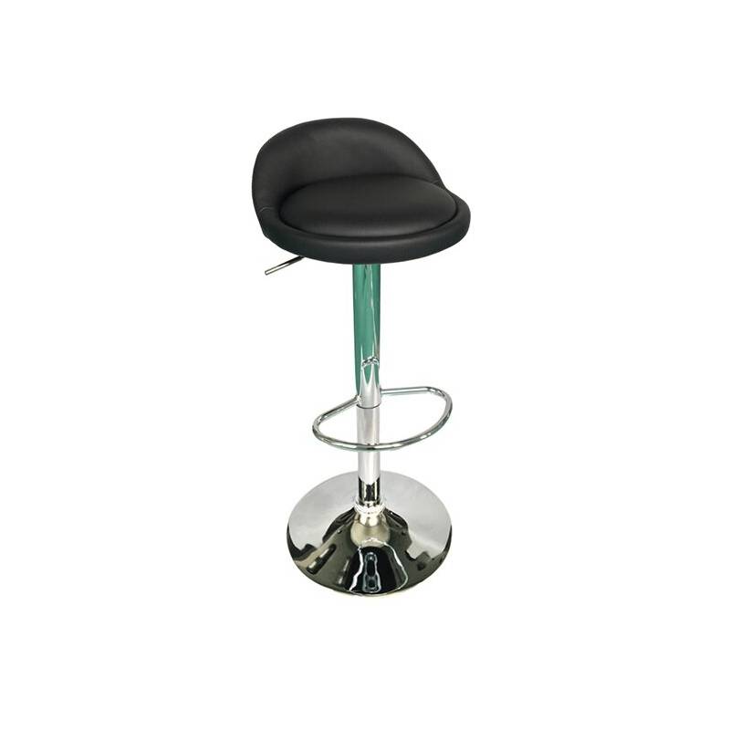 SILLA BAR OPRAH ALTA EN CUERO PU Y BASE EN ACERO CROMADA - NEGRO