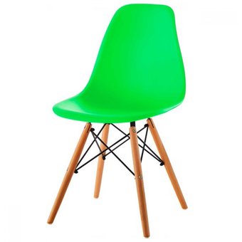 SILLA EAMES TRADICIONAL CON PATAS EN MADERA - VERDE