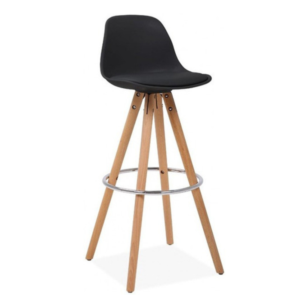 SILLA BAR BUTACO EAMES TULIP MADERA HAYA - NEGRO