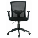 SILLA KYOTO BRAZO FIJO / BASE NYLON / ASIENTO TAPIZADO PAÑO / ESPALDA EN MALLA NEGRA