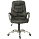 SILLA VERONA BASE NYLON / ASIENTO Y ESPALDA EN CUERO SINTETICO NEGRO
