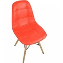 SILLA EAMES PRO ROJA ALCOLCHONABLE PATAS DE MADERA