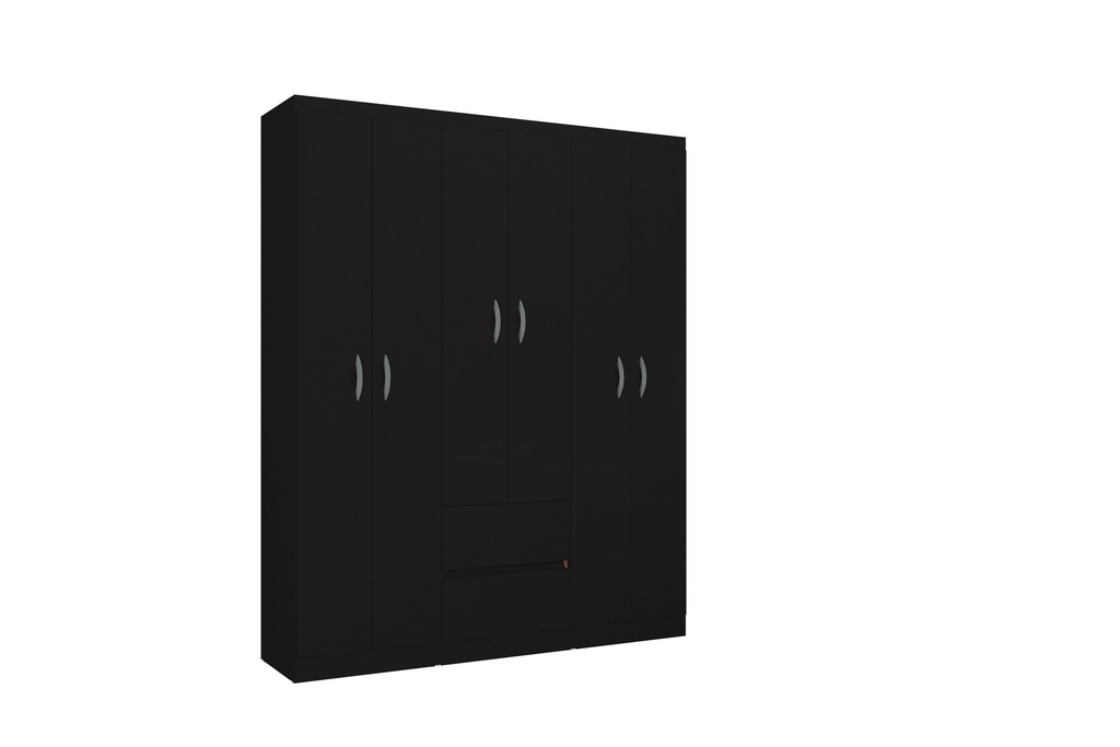 CLOSET ARMARIO LISBOA NEGRO 6 PUERTAS 183X147 CM MDP