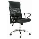 SILLA LIBERIA CUERINA BRAZOS FIJOS BASE CROMADA ERGONOMICA