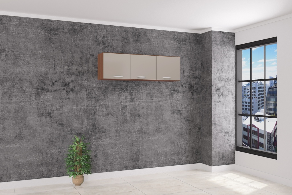 MUEBLE SUPERIOR AEREO COCINA 120CM CAPUCHINO HUESO 3 CAJONES