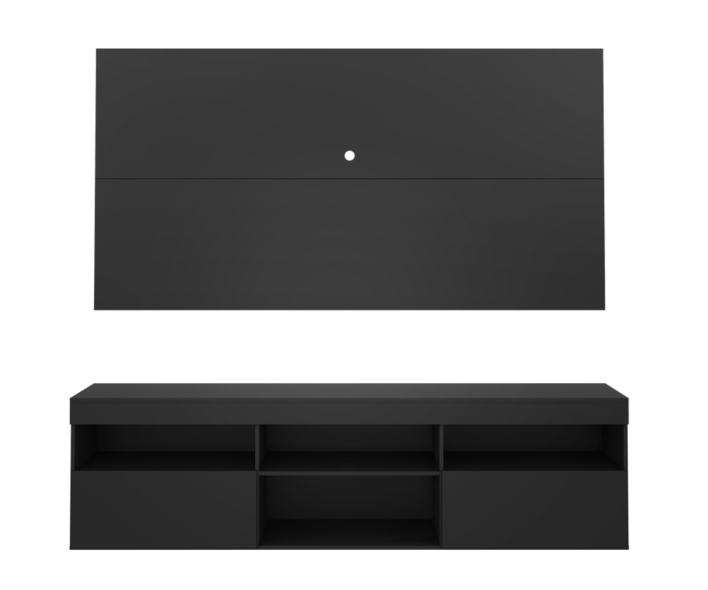 RACK CON PANEL FLORIDA TV 65 NEGRO PARED NEGRO MDP