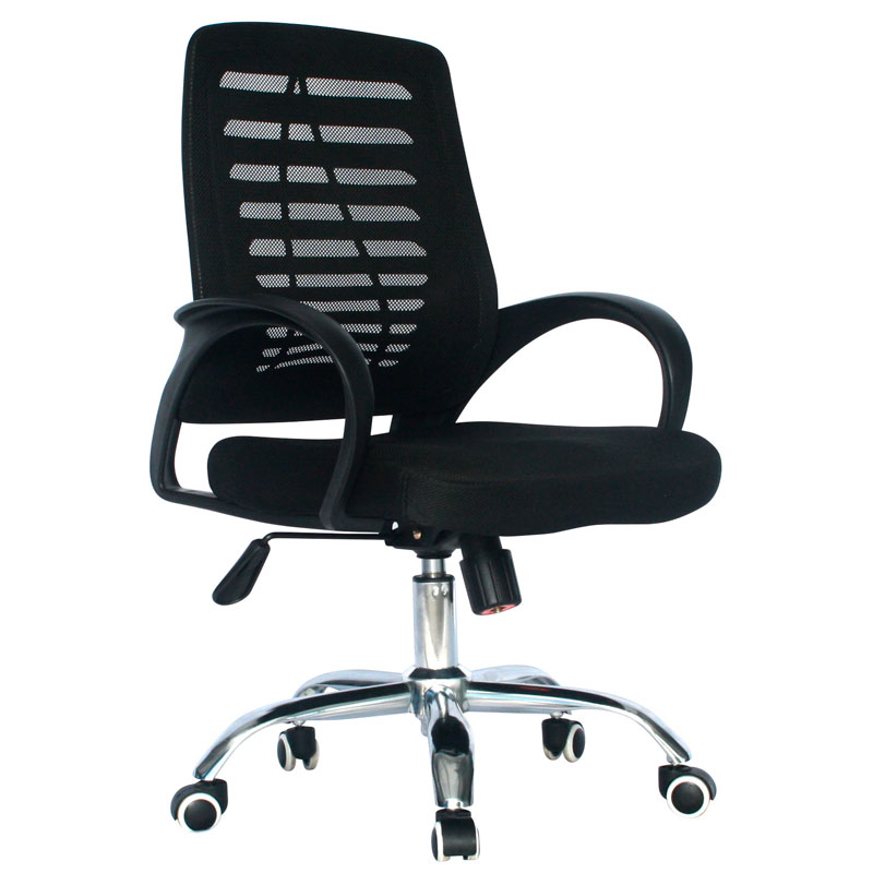 SILLA EJECUTIVA AMERICA SIN CABECERO MALLA CROMO ESTRELLA NEGRA