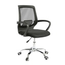 SILLA DE MALLA NEGRA OPERA SIN CABCERO CROMO BRAZOS FIJOS ERGONOMICA