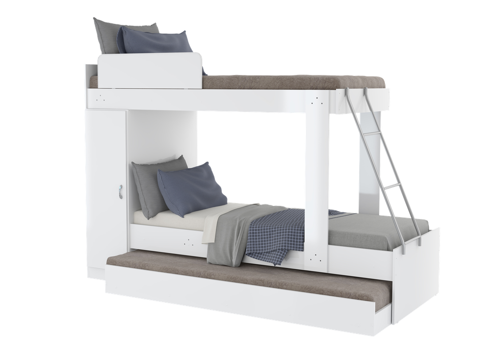 CAMA CAMAROTE CON ARMARIO ESCALERAS BLANCO MDP LITERA