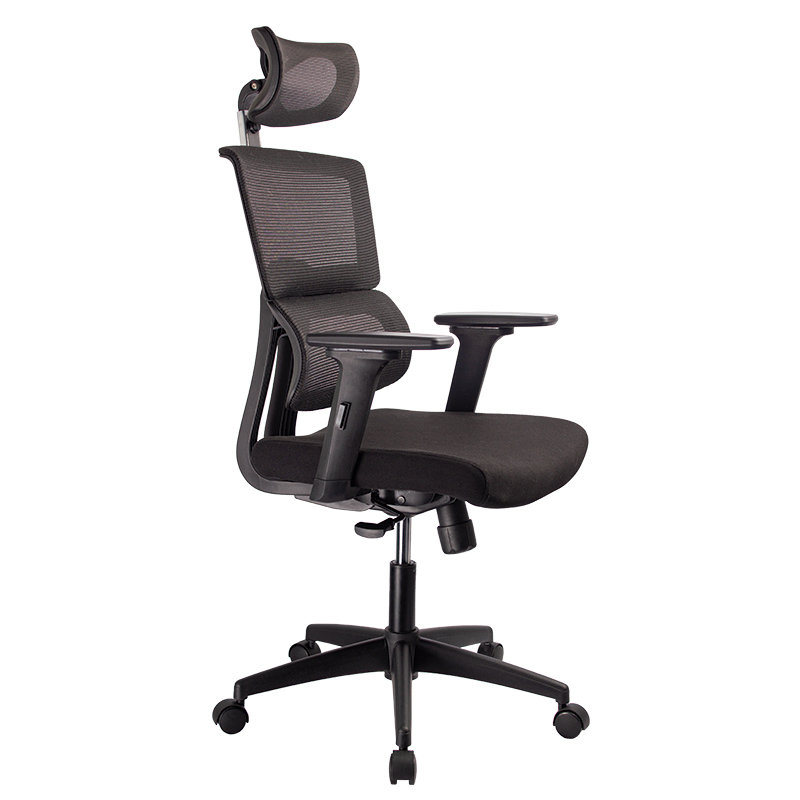 SILLA AUSTRALIA MECANISMO BASCULANTE / BASE NYLON / BRAZO GRADUABLE EN ALTURA / ASIENTO EN PAÑO NEGRO / ESPALDA EN MALLA NEGRA/ CON CABECERO