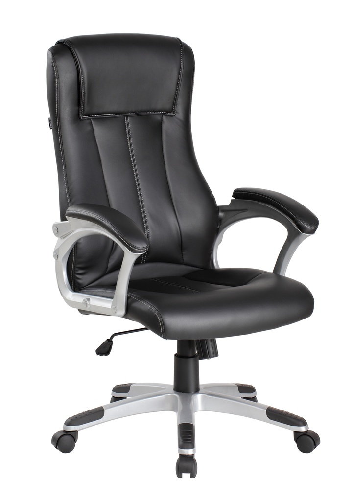 SILLA ERGONOMICA ALTA NEGRA CUERINA ALCOLCHONABLE BRAZOS FIJOS