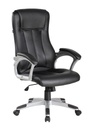SILLA ERGONOMICA ALTA NEGRA CUERINA ALCOLCHONABLE BRAZOS FIJOS