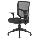 SILLA LIVORNO BASE NYLON / BRAZO FIJO / ASIENTO GRADUABLE EN ALTURA EN PAÑO NEGRO /ESPALDA EN MALLA NEGRA / MECANISMO SINCRO MULTIPLES BLOQUEOS