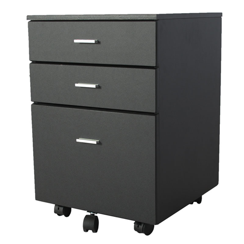 ARCHIVADOR EN MDF / 3 CAJONES / CON RADACHINES / PINTURA NEGRA / LARGO 47 CM / ANCHO 47 CM / ALTO 68 CM