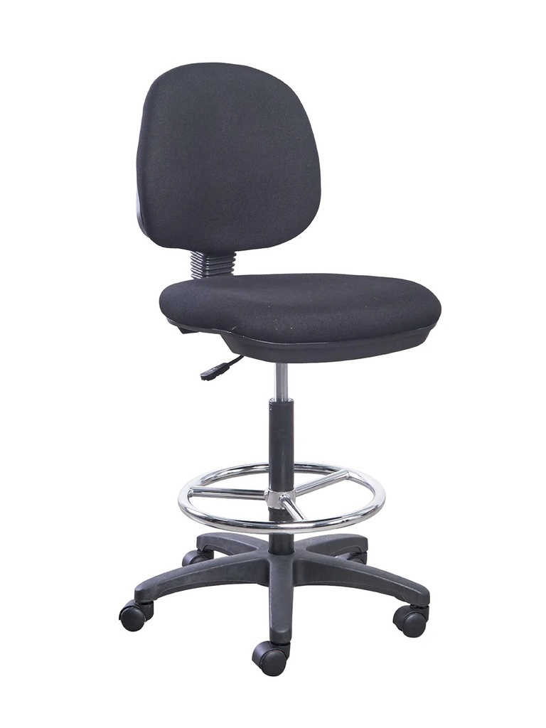 SILLA PARA CAJERO ALTA / ASIENTO Y ESPALDAR TAPIZADO / NEGRA