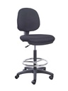 SILLA PARA CAJERO ALTA / ASIENTO Y ESPALDAR TAPIZADO / NEGRA
