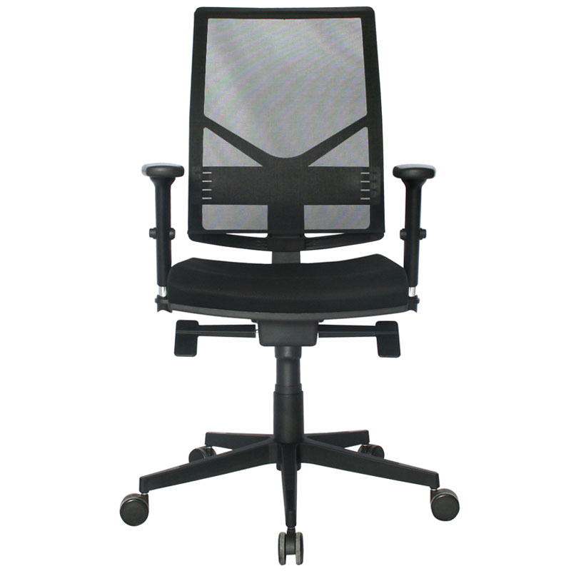 SILLA PLAY GERENTE / BASE NYLON / ESPALDA EN MALLA / MECANISMO 5 BLOQUEOS 2 PALANCAS / SIN CABECERO / CON BRAZOS LISBOA GRADUABLE COJIN RIGIDO