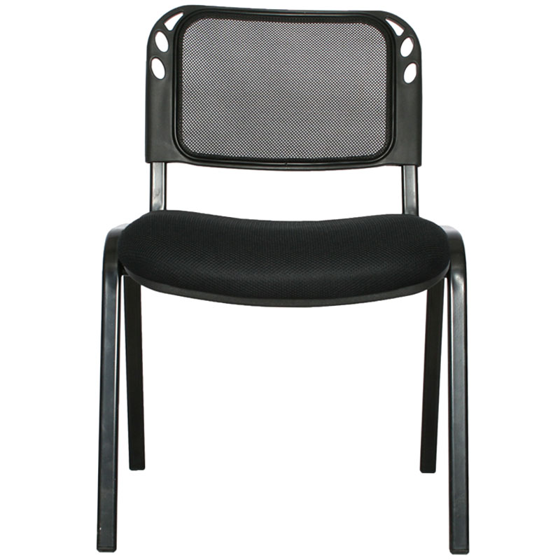 SILLA INTERLOCUTORA ESTRUCTURA NEGRA MALLA RECEPCION ISOCELES 2