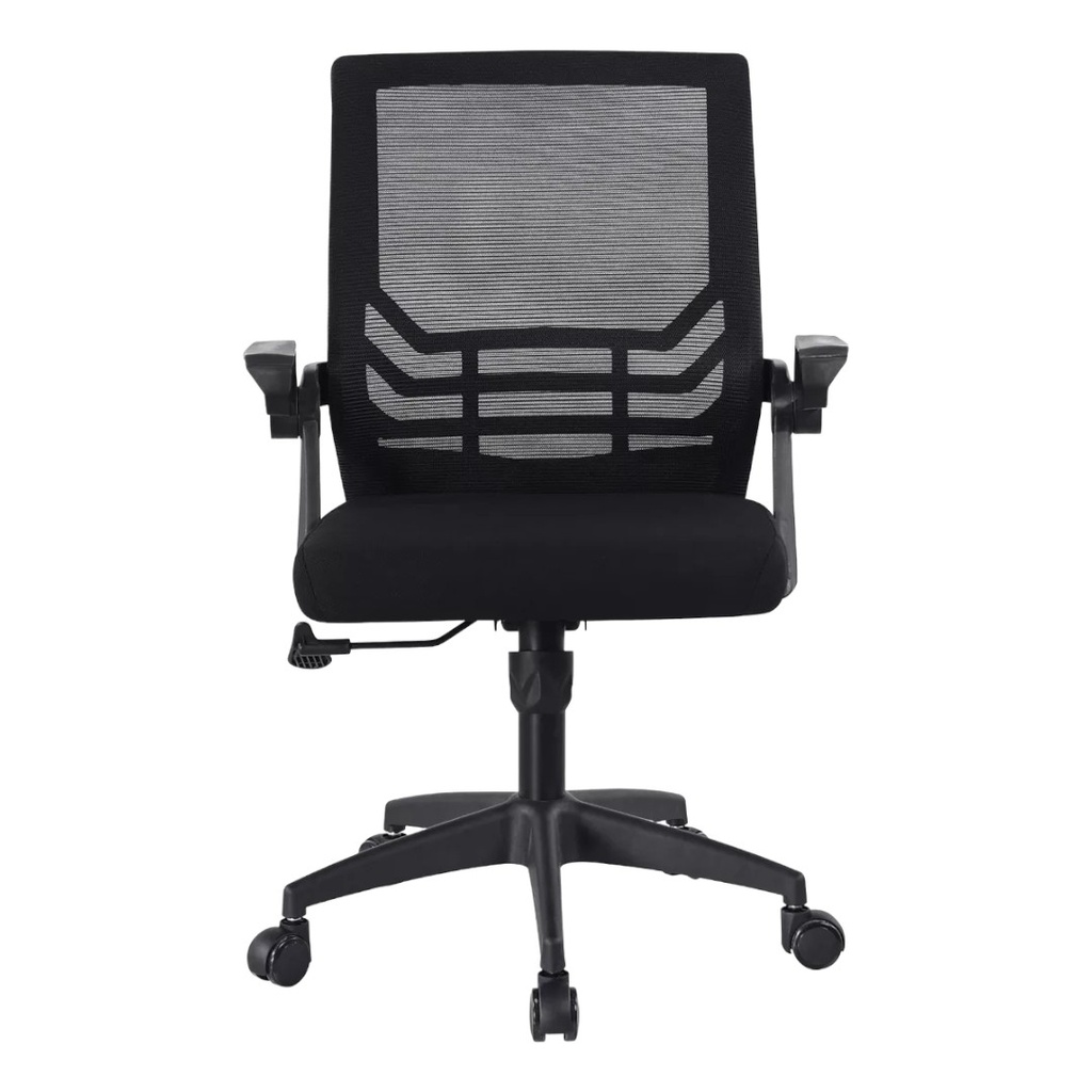 SILLA EJECUTIVA EN MALLA NEGRA BRAZOS ABATIBLE, REGULABLE EN ALTURA, BASE NYLON