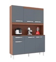 ALACENA MUEBLE AUXILIAR COCINA CARINE 6 PUERTAS GRIS - CAPUCHINO