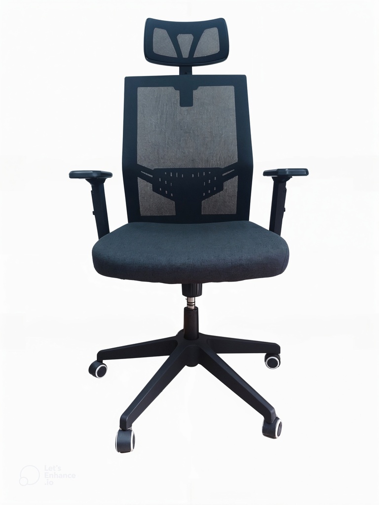 SILLA OFICINA BRAZOS GRADUABLES DE PAÑO CON CABECERO,BASE NYLON Y NEGRA MASAKI