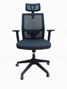 SILLA OFICINA BRAZOS GRADUABLES DE PAÑO CON CABECERO,BASE NYLON Y NEGRA MASAKI