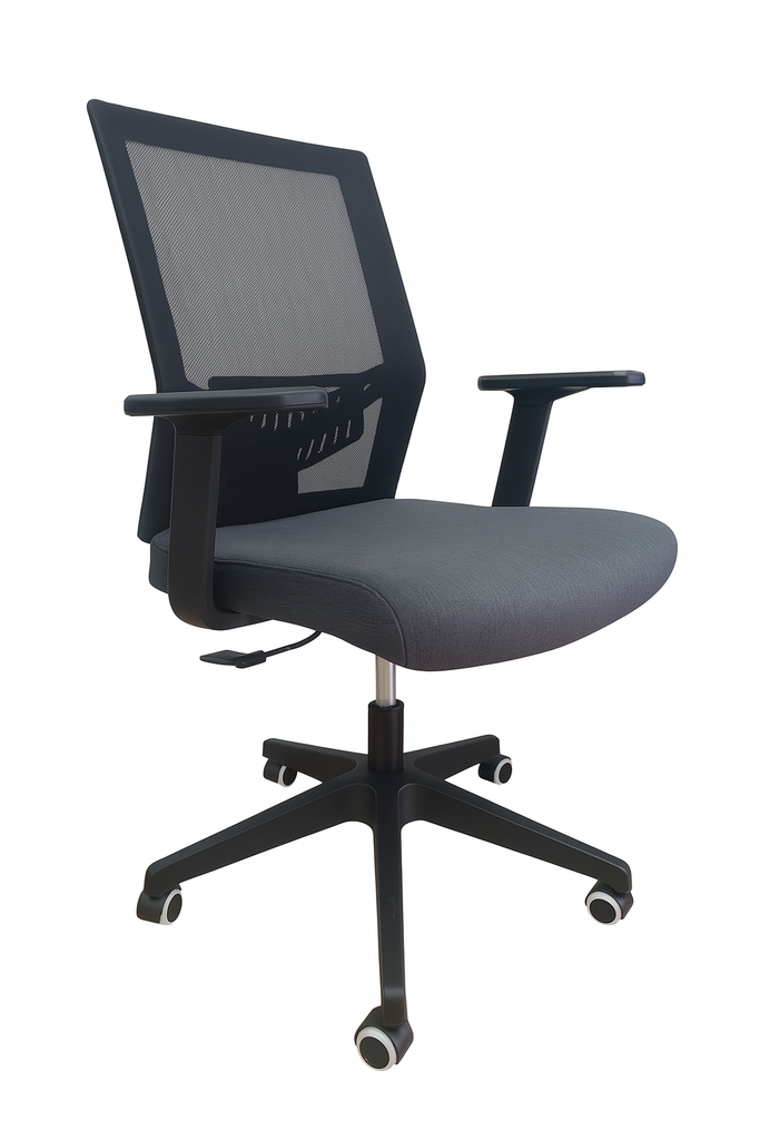 SILLA OFICINA BASE NYLON CON BRAZOS GRADUABLES SOPORTE LUMBAR MASAKI