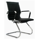 SILLA INTERLOCUTORA POLONIA / ESTRUCTURA CROMO / ASIENTO Y ESPALDA TAPIZADO EN CUERO SINTETICO NEGRO