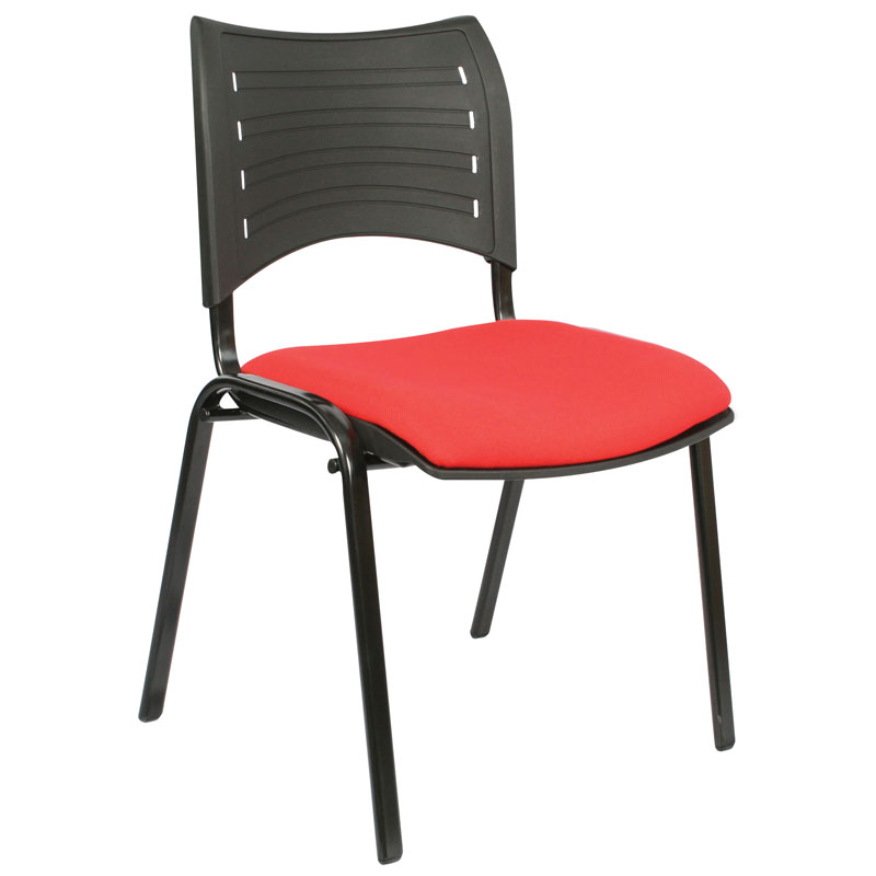 SILLA INTERLOCUTORA ESTRUCTURA NEGRA TAPIZADA PLASTICO NEGRO