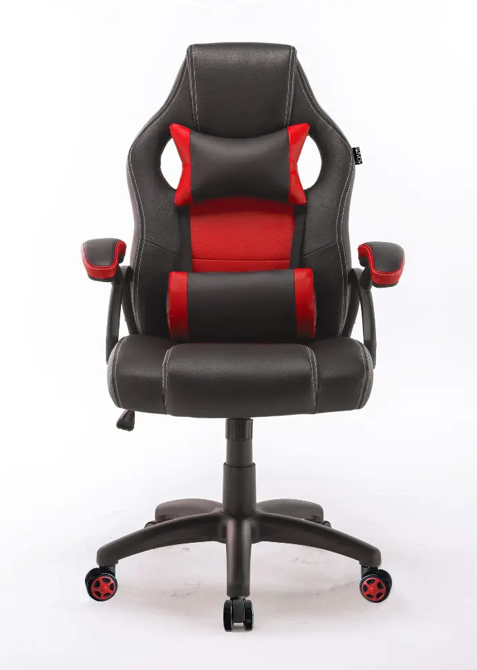 SILLA GAMER ROJA RAPTOR BRAZOS FIJOS ERGNOMICA CUERINA PU