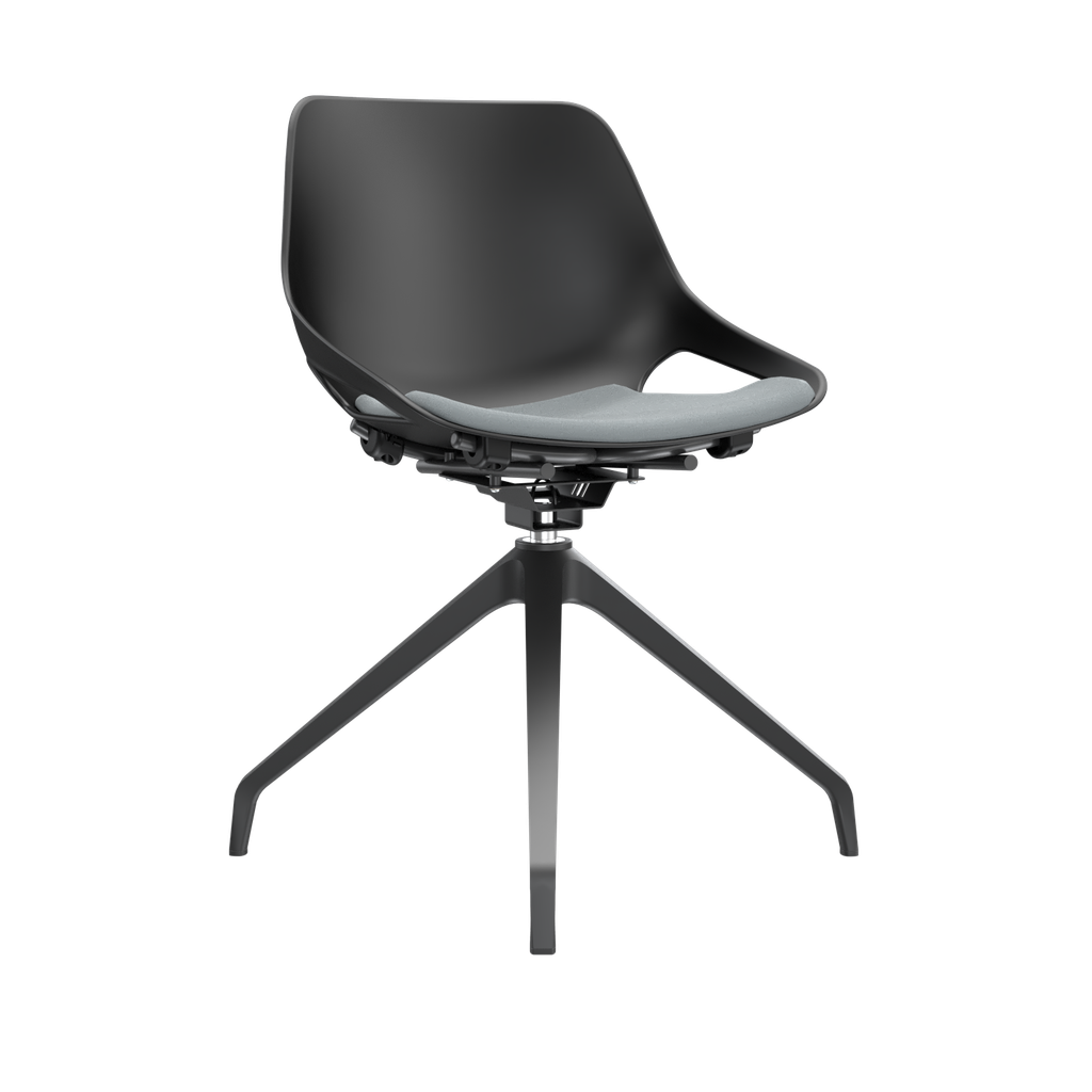 SILLA DE RESTAURANTE NEGRA BASE SWISS ASIENTO TAPIZADO