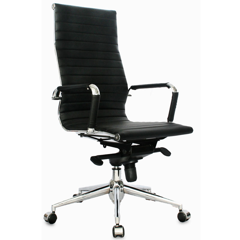 SILLA GERENCIAL CROMO CUERO SINTETICO NEGRO MECANISMO SINCRO