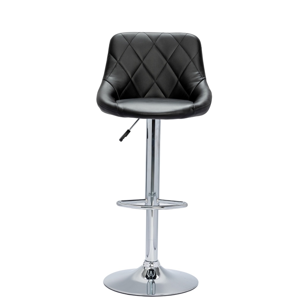 SILLA BAR ALCOLCHONADA CUERINA NEGRO AJUSTE DE ALTURA COLOR NEGRO CROMO AURORA