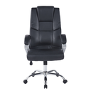 SILLA GERENCIAL CUERINA PETRONA BRAZOS FIJOS BASE CROMO NEGRA ERGONOMICA